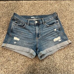 Old Navy Women’s Denim Mid Rise Boyfriend Shorts Classic Blue 6